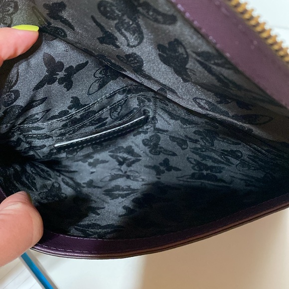 Rebecca Minkoff Leo Envelope Zipper Edge Purple Leather Clutch Purse - Picture 12 of 14